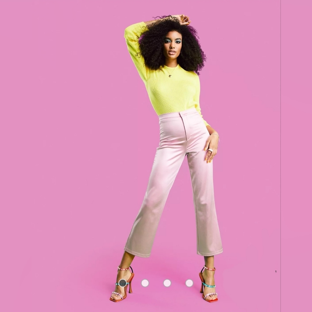 NWOT ASOS Slim Leg Pink Disco Pant